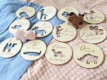 Load image into Gallery viewer, Cute Baby Animal / Noah's Ark Monthly Milestone Wood Cards