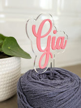 Load image into Gallery viewer, Name Cake Topper with Clear Acrylic Backing