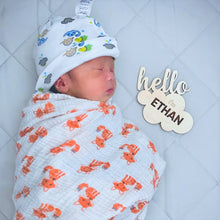 Load image into Gallery viewer, Engraved Baby Announcement Wooden Card - Hello Cloud