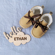 Load image into Gallery viewer, Engraved Baby Announcement Wooden Card - Hello Cloud