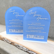 Load image into Gallery viewer, Happy.Crafted arched acrylic menu: engraved