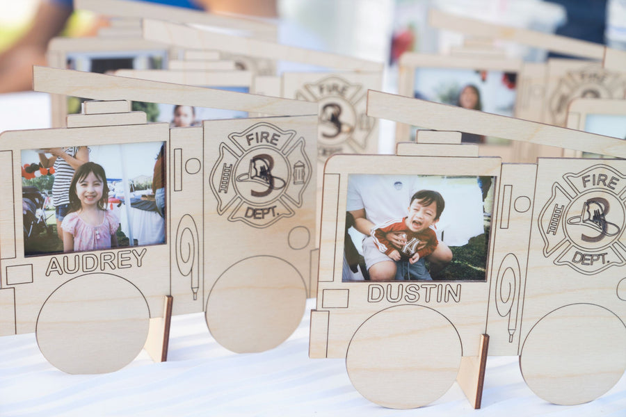 First Blog Post! Our First Project, Personalized Fire Truck Picture Frame Favors!