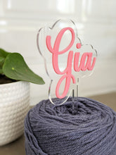 Load image into Gallery viewer, Name Cake Topper with Clear Acrylic Backing
