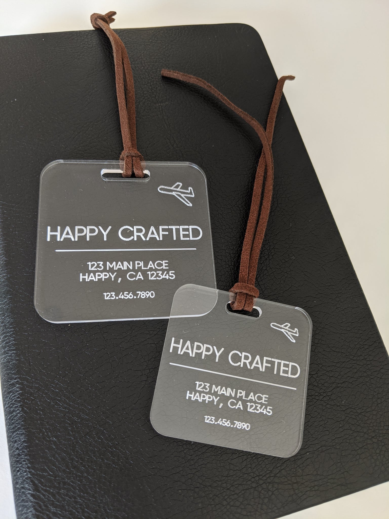 Laser Engraved Acrylic Luggage Tag - Personalized Travel