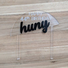 Load image into Gallery viewer, Slanted Half Circle Acrylic Happy Birthday Cake Topper | Personalized
