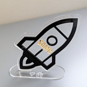 Happy.Crafted original design: To The Moon Reddit Wallstreetbets Plaque Trophy: AMC black rocket