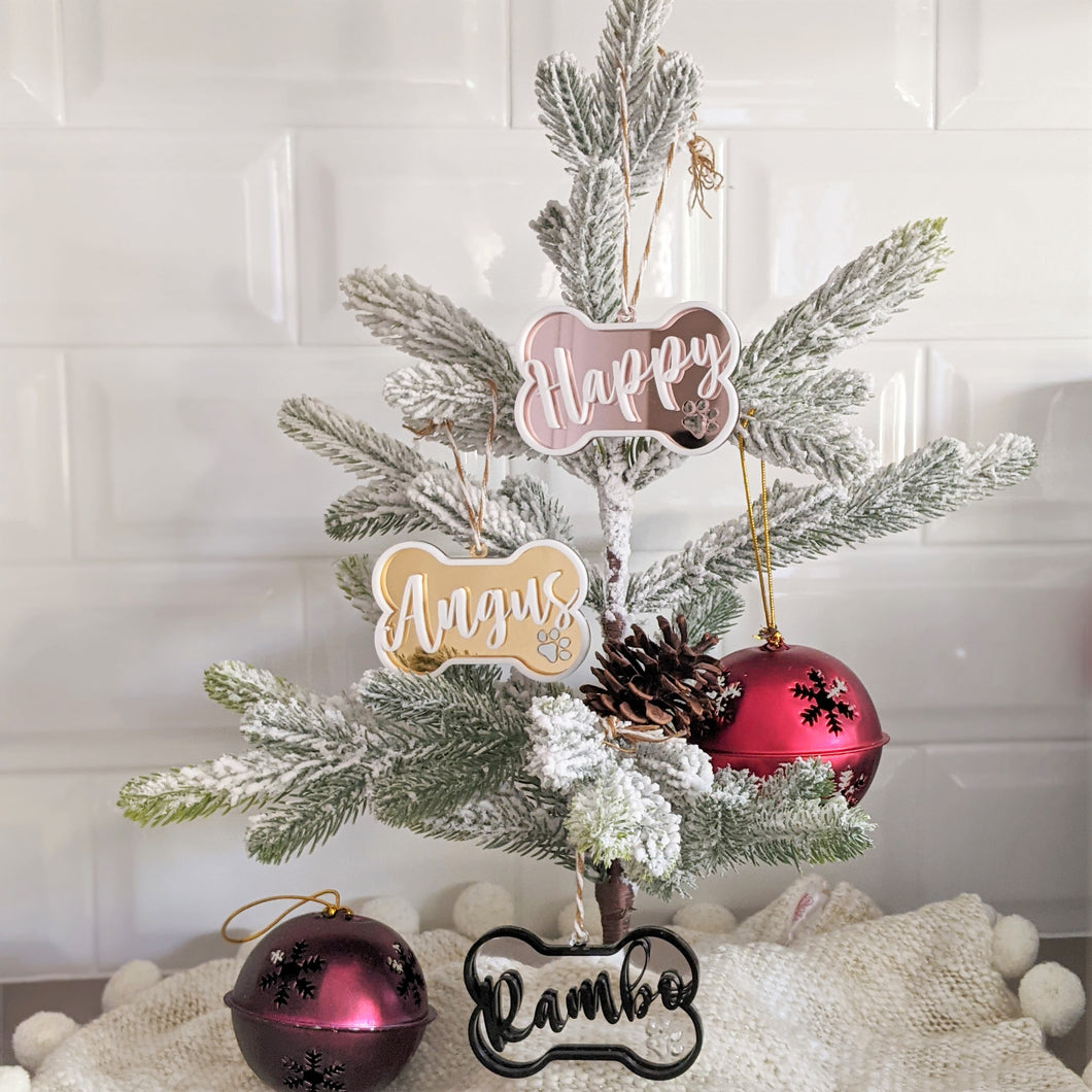 Dog Bone Christmas Ornament | Personalized | Pretty and Shiny