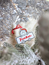 Load image into Gallery viewer, Teddy Bear Acrylic Ornament or Stocking Tag with Personalized Name
